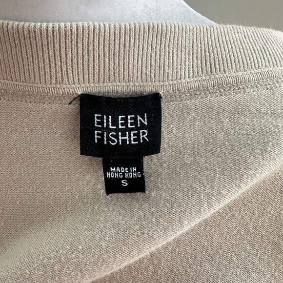 Eileen Fisher Tan Cropped Zip Up Cotton Blend Stretch Cardigan Sweater Small - Picture 6 of 7